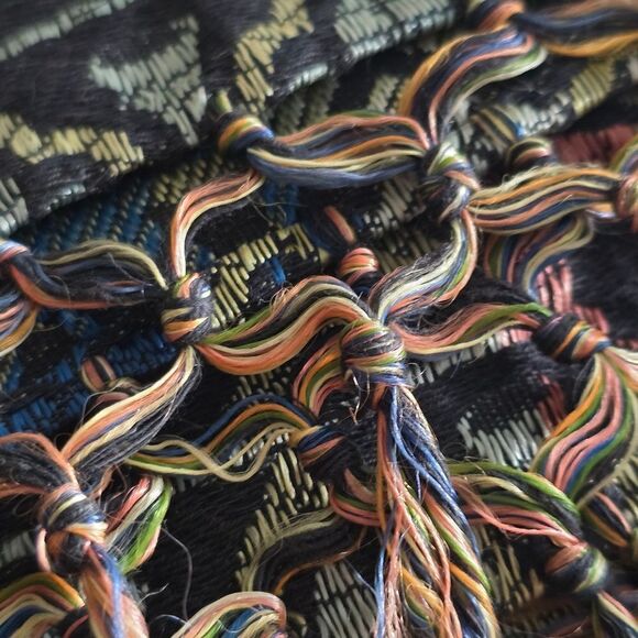 Elegant Womens Scarf 48” Colorful Italian Floral Bird Boho Artsy Tassel Chic - Picture 5 of 5